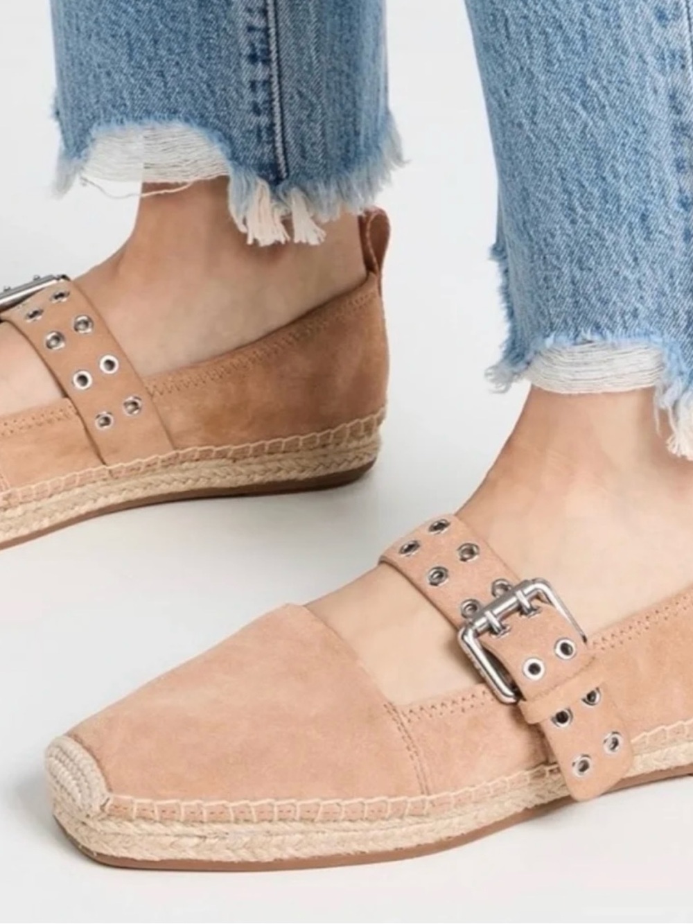 rag & bone Tan Suede Espadrille Slip-On with Buckle